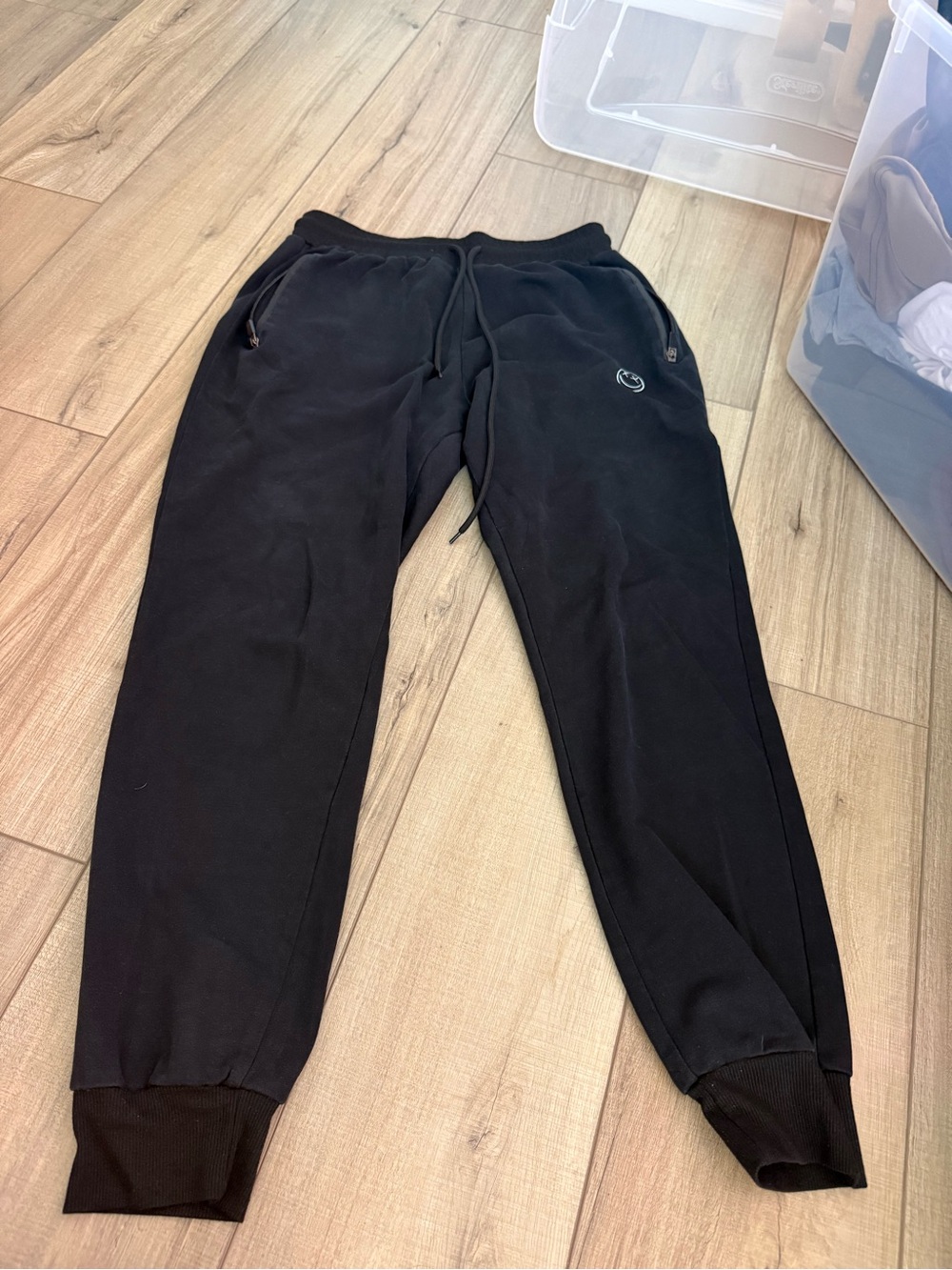Black Jogger Sweatpants with Small Circular Logo